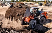 New Wheel Loader working,New Hitachi Wheel Loader lifting dirt,Side of new Hitachi Loader for Sale,New Hitachi Loader working